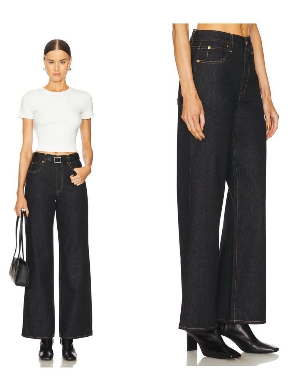 SLVRLAKE Black Wide-Leg High-Rise Jeans